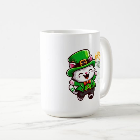 Lucky Leprechaun Cat Kaffeetasse (VorderseiteRechts)