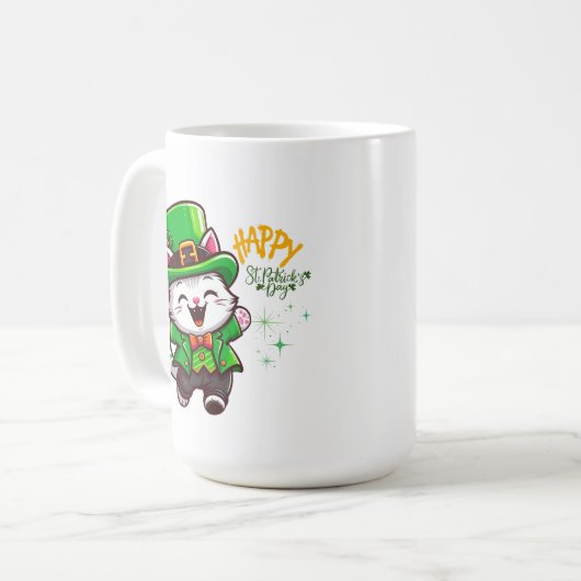 Lucky Leprechaun Cat Kaffeetasse (Vorderseite Links)
