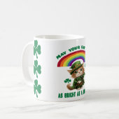 Lucky Leprechaun Cat & Rainbow Kaffeetasse (Vorderseite Links)