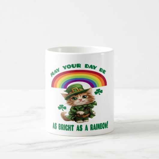 Lucky Leprechaun Cat & Rainbow Kaffeetasse (Mittel)