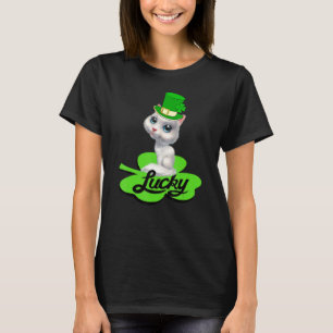 Lucky Leprechaun Cat St Patricks Day Kleeblatt für T-Shirt