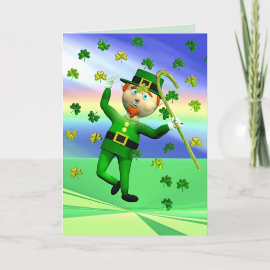 Lucky Leprechaun Dance Karte (Vorderseite)