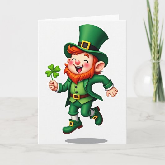 Lucky Leprechaun Four Leaf Clover Card Karte (Vorderseite)