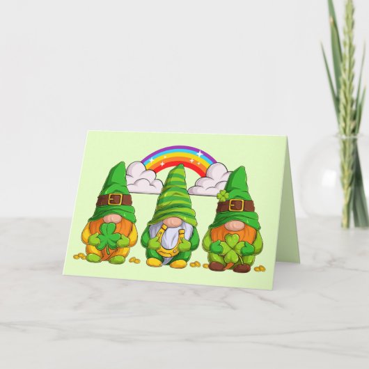 Lucky Leprechaun Gnomes Karte (Vorderseite)