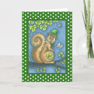 LUCKY LEPRECHAUN IRISH SQUIRREL GREETING CARD Vers Karte