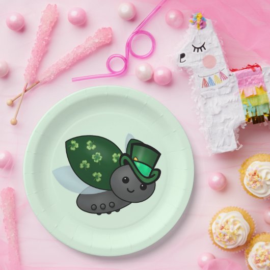 Lucky Leprechaun Ladybug Pappteller (Party)