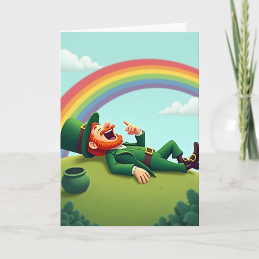 Lucky Leprechaun Laughter Card Karte (Vorderseite)