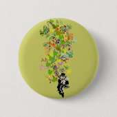 Lucky Leprechaun mit Kleeblättern Button (Vorderseite)