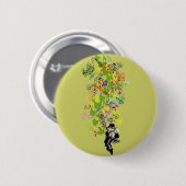 Lucky Leprechaun mit Kleeblättern Button (Vorne & Hinten)