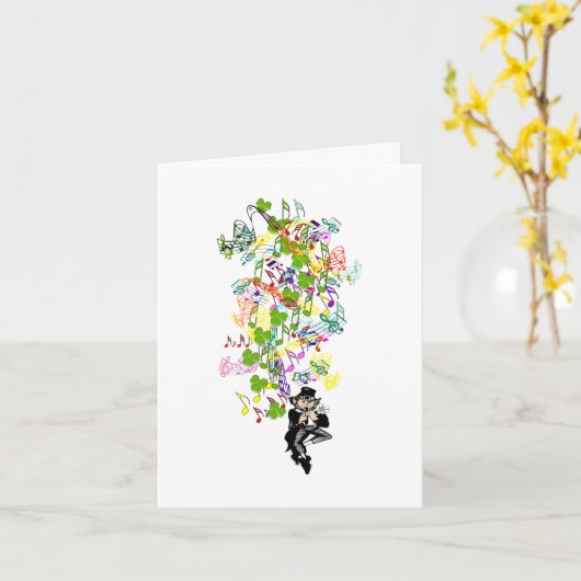 Lucky Leprechaun mit Kleeblättern Karte (Gelbe Blume)