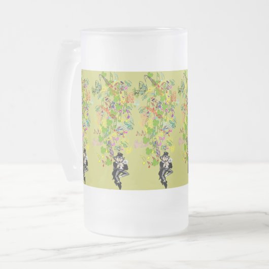 Lucky Leprechaun mit Kleeblättern Mattglas Bierglas (Vorderseite Links)