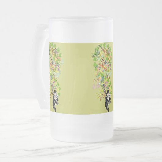 Lucky Leprechaun mit Kleeblättern Mattglas Bierglas (Vorderseite Links)