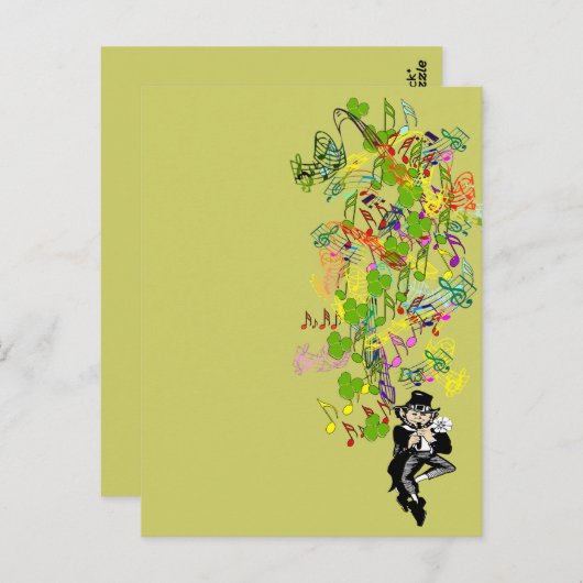 Lucky Leprechaun mit Kleeblättern Postkarte (Vorne/Hinten)