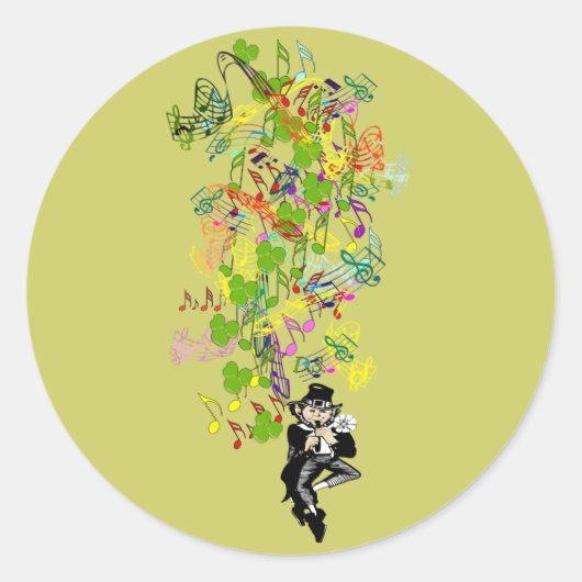 Lucky Leprechaun mit Kleeblättern Runder Aufkleber (Vorderseite)