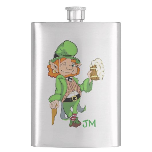 Lucky Leprechaun Personalisiert Flask Flachmann (Vorderseite)
