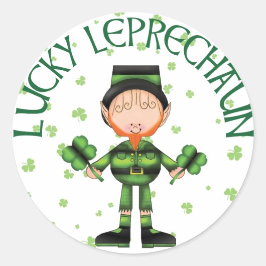 Lucky Leprechaun Runder Aufkleber (Vorderseite)