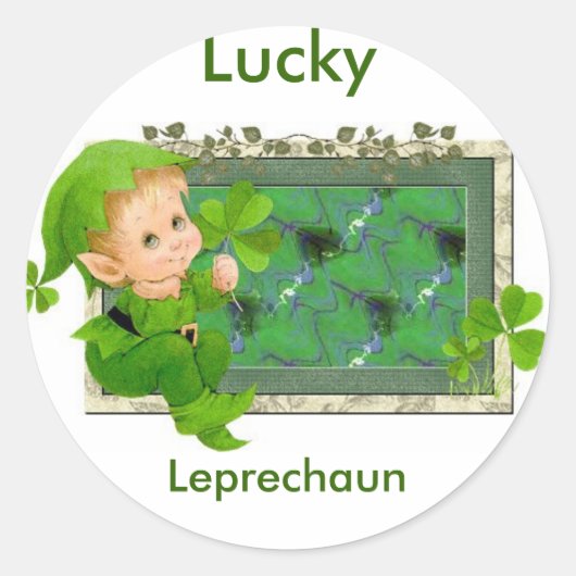 Lucky Leprechaun Runder Aufkleber (Vorderseite)
