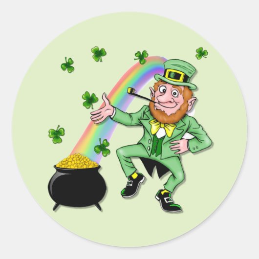 Lucky Leprechaun Runder Aufkleber (Vorderseite)