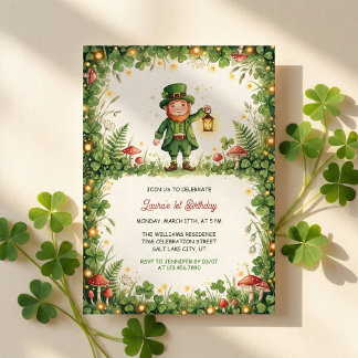 Lucky Leprechaun St Patrick First Birthday Party Einladung