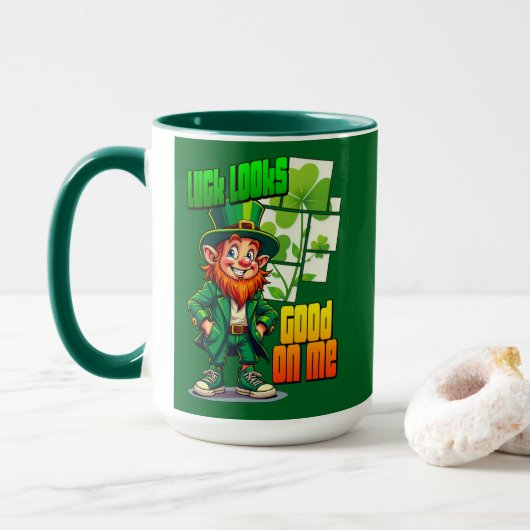 Lucky Leprechaun St Patrick’s Day Shirt – caneca Tasse (Mit Donut)