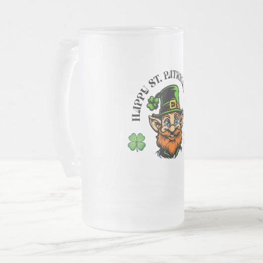 Lucky Leprechaun St. Patrick's Day Mattglas Bierglas (Vorderseite Links)