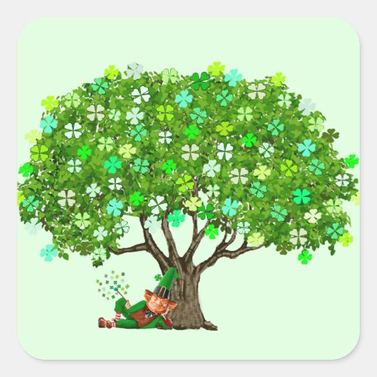 Lucky Leprechaun Umschlag Aufklebers Quadratischer Aufkleber (Vorderseite)