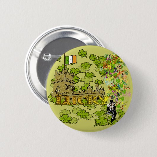 Lucky Leprechaun und seine irische Burg Button (Vorne & Hinten)
