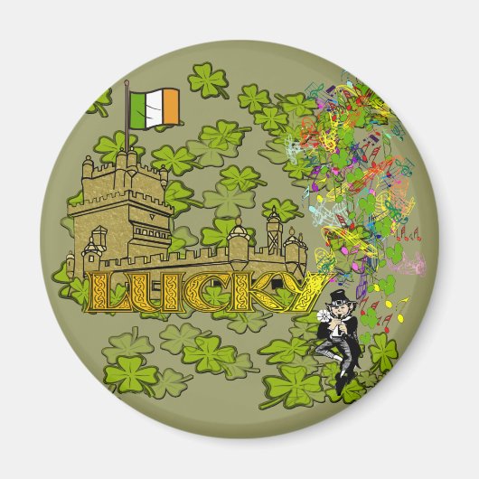 Lucky Leprechaun und seine irische Burg Magnet (Vorne)