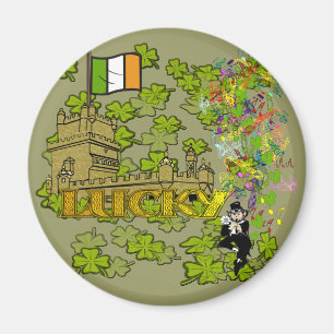 Lucky Leprechaun und seine irische Burg Magnet