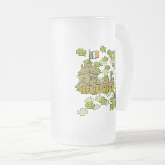 Lucky Leprechaun und seine irische Burg Mattglas Bierglas (VorderseiteRechts)