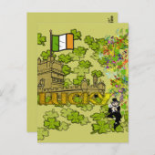 Lucky Leprechaun und seine irische Burg Postkarte (Vorne/Hinten)