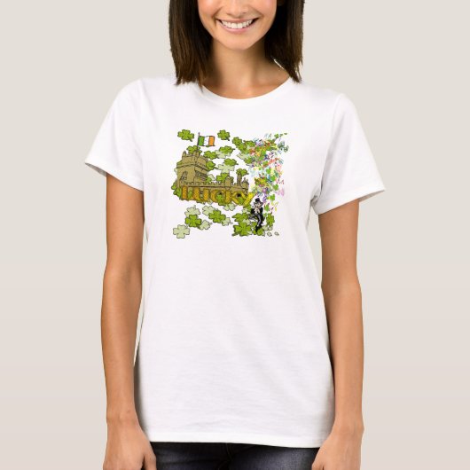 Lucky Leprechaun und seine irische Burg T-Shirt (Vorderseite)