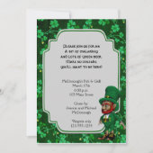 Lucky Leprechaun zur Party Einladung der Kleeblätt (Vorderseite)