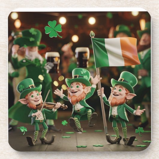 Lucky Leprechauns Heiliger Patrick Getränkeuntersetzer (Vorderseite)