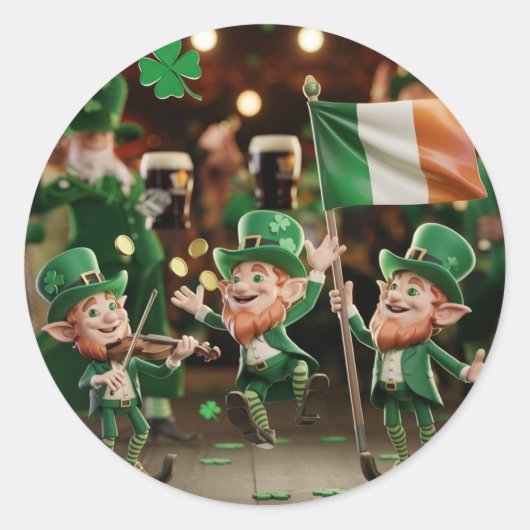 Lucky Leprechauns Heiliger Patrick Runder Aufkleber (Vorderseite)