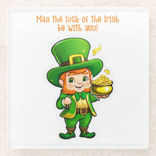 Lucky Leprechauns Schatz Glasuntersetzer (Vorderseite)