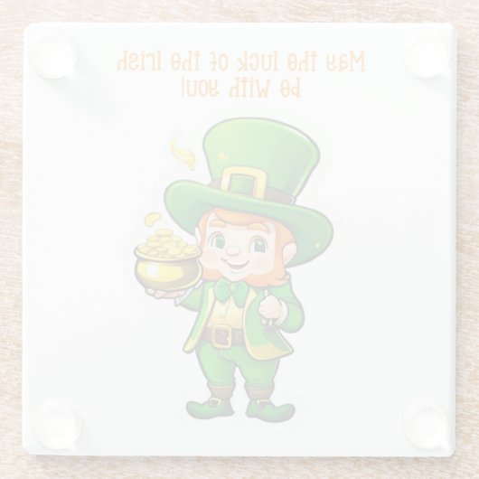 Lucky Leprechauns Schatz Glasuntersetzer (Rückseite)