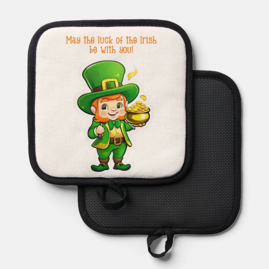 Lucky Leprechauns Schatz Topflappen (Vorderseite/Rückseite)