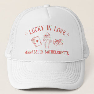 Lucky Liebe Casino Hand Drawn Vegas Bachelorette Truckerkappe