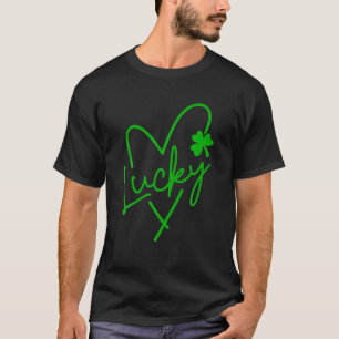 Lucky Liebe Herz Kleeblatt Clover Womens Green T-Shirt