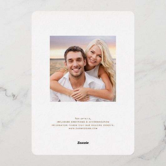 Lucky Liebe Western Rustikale Hufeisen Hochzeit Folieneinladung (Rückseite)