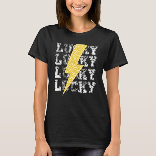 Lucky Lightning Bolt St Patrick's Day C Horseshoe T-Shirt (Vorderseite)
