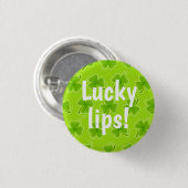 Lucky Lips Grünes Kleeblatt Button (Vorne & Hinten)