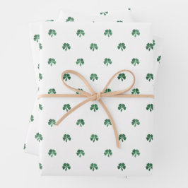 Lucky Little Four Leaf Clovers St. Patricks Day Geschenkpapier Set
