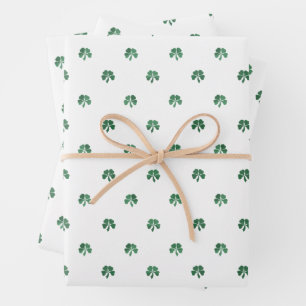 Lucky Little Four Leaf Clovers St. Patricks Day Geschenkpapier Set