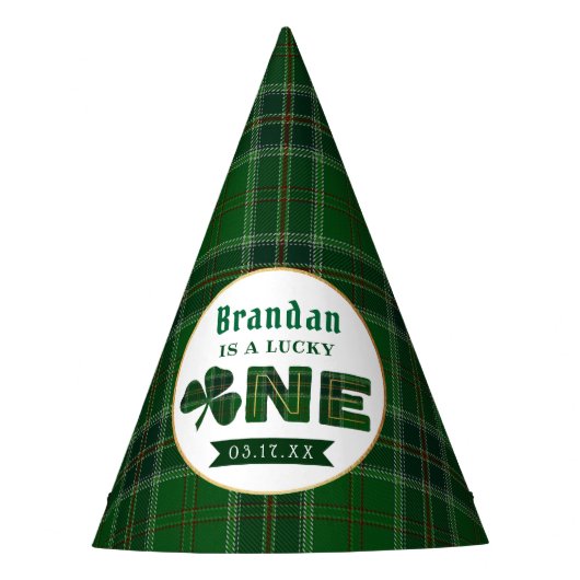 Lucky Little Kleeblatt 1. Geburtstag Partyhütchen (Vorderseite)