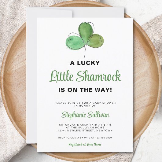 Lucky Little Kleeblatt Baby Dusche Einladung