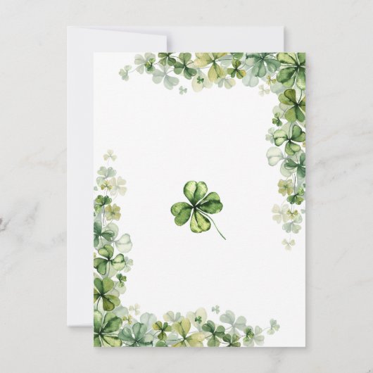 Lucky Little Kleeblatt Baby Dusche Spring Clou Einladung (Rückseite)