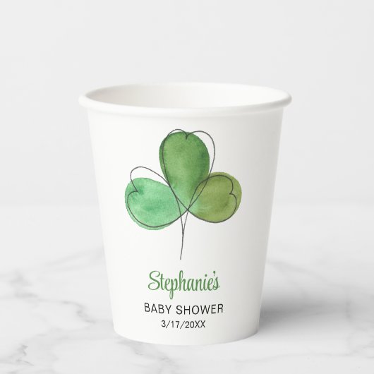 Lucky Little Kleeblatt Babydusche Pappbecher (Vorderseite)