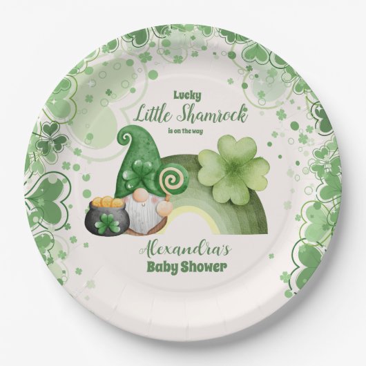 Lucky Little Kleeblatt Babydusche Pappteller (Vorderseite)